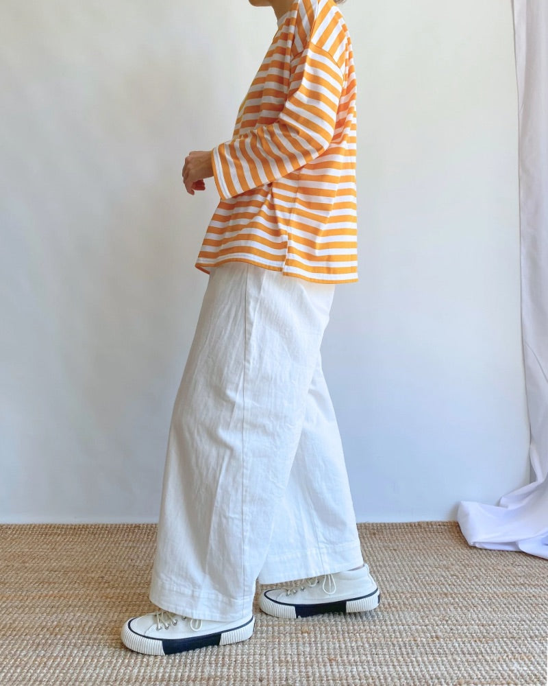 Easy cocoon pants (DENIM) in White