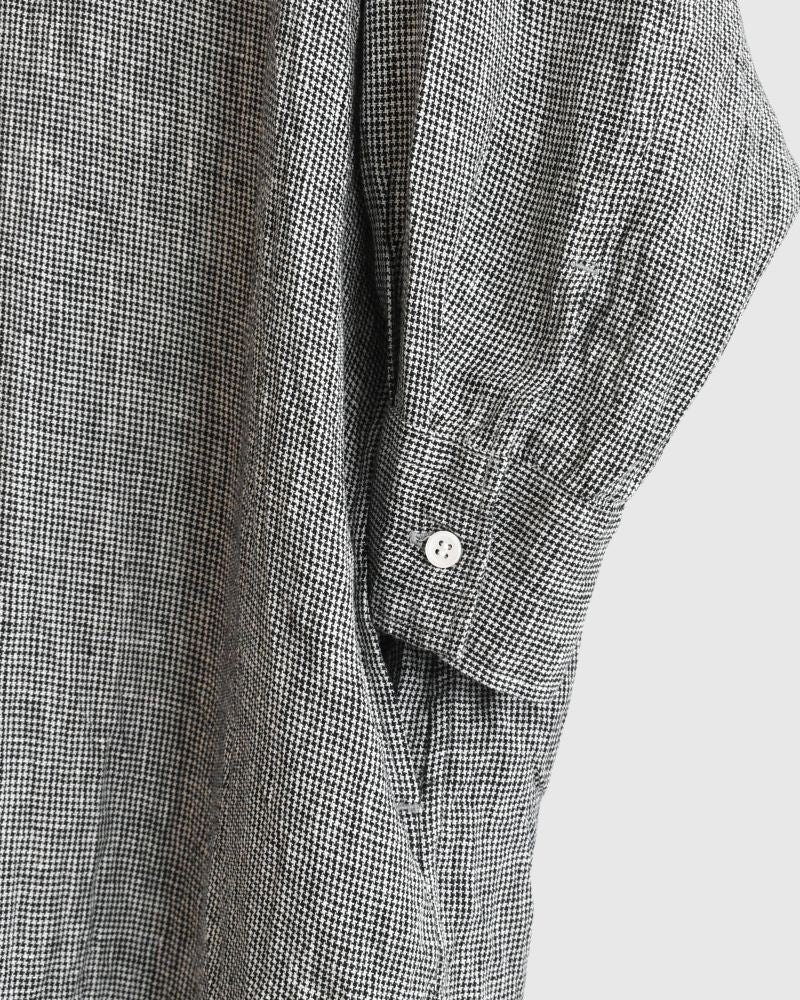 ANONYMOUS BAND COLLAR SHIRT DRESS in GrayBirdsEye