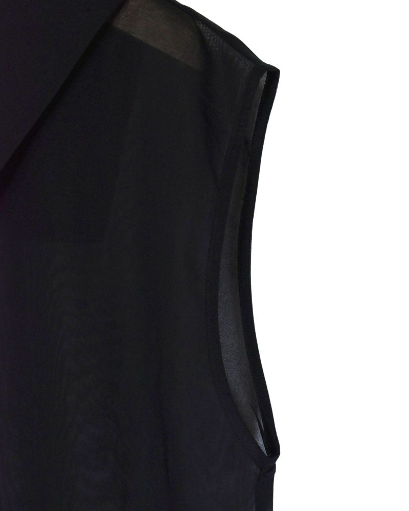 LALA-SHEER Sheer Sleeveless Blouse in Black