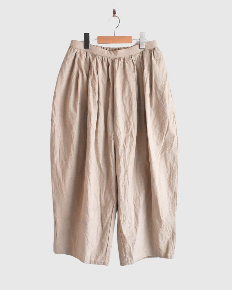 CAMILLE CANVAS TUCK PANTS in Natural