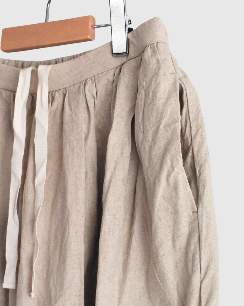 CAMILLE CANVAS TUCK PANTS in Natural