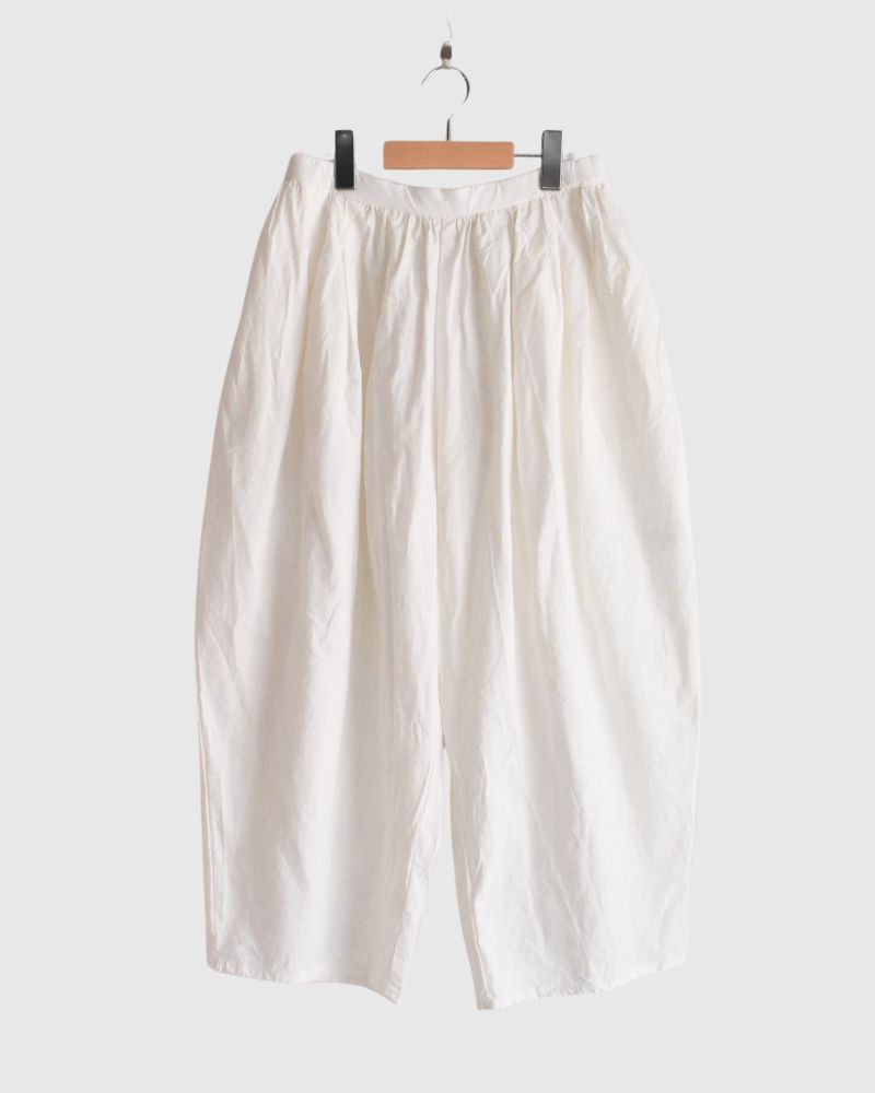 CAMILLE CANVAS TUCK PANTS in White