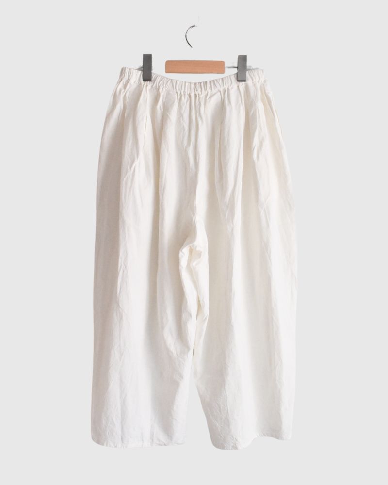 CAMILLE CANVAS TUCK PANTS in White