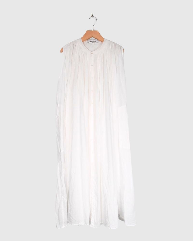 Sleeveless gathered blouse *Long in White