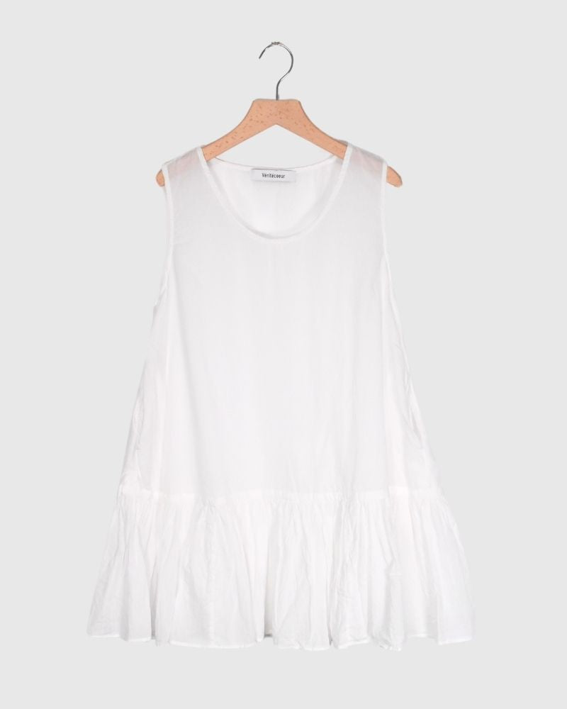 Veritecoeur Frill Inner Tunic Cotton Layering Sleeveless Top – Miel.jp