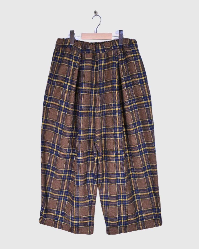 Warm Cotton Check Pants in Brown