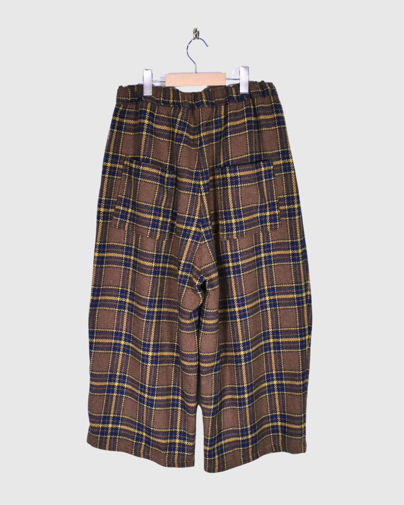 Warm Cotton Check Pants in Brown