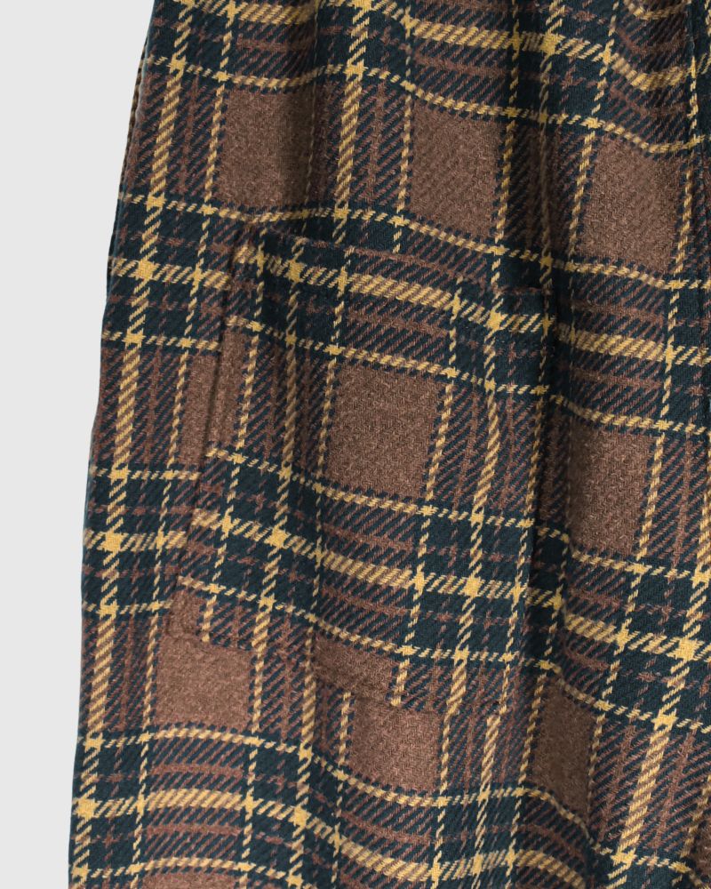 Warm Cotton Check Pants in Brown