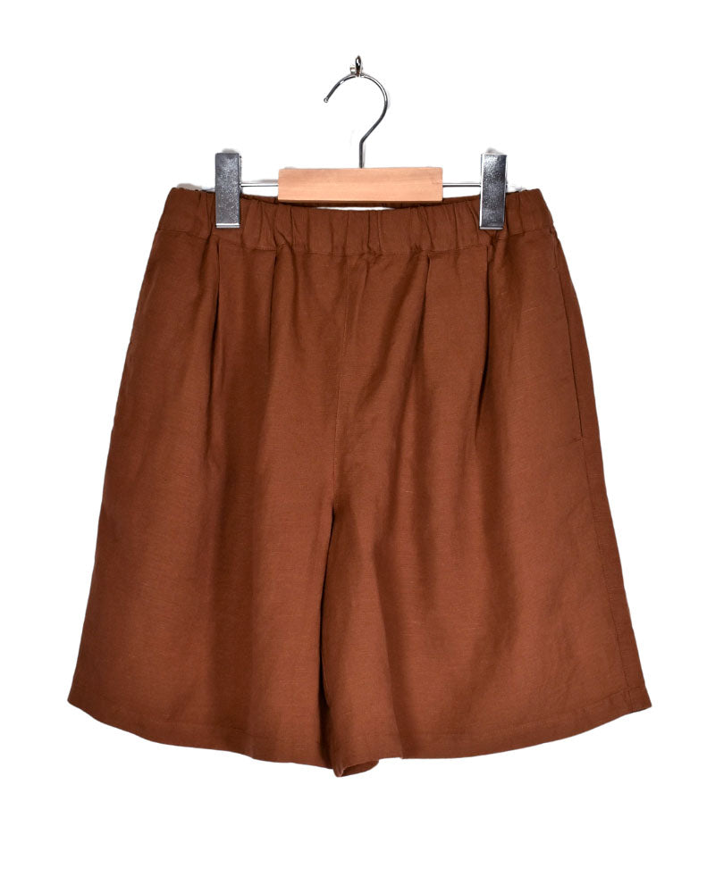 LINEN/RAYON NEUTRAL SHORTS in Brown