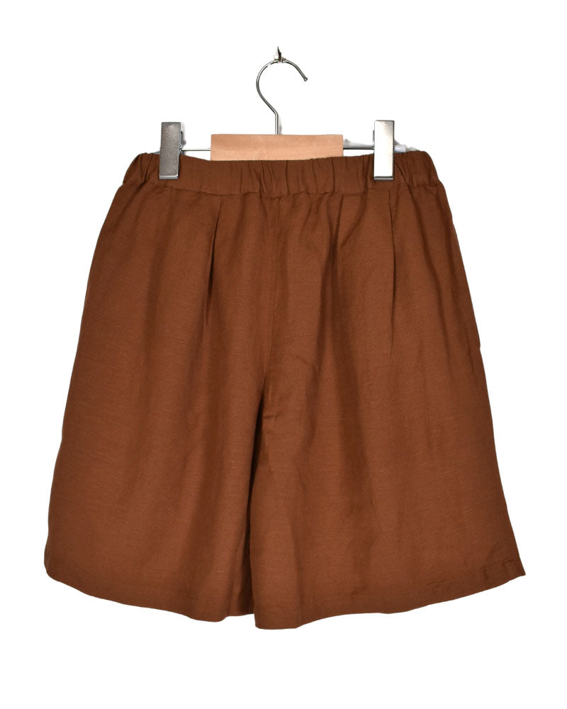 LINEN/RAYON NEUTRAL SHORTS in Brown