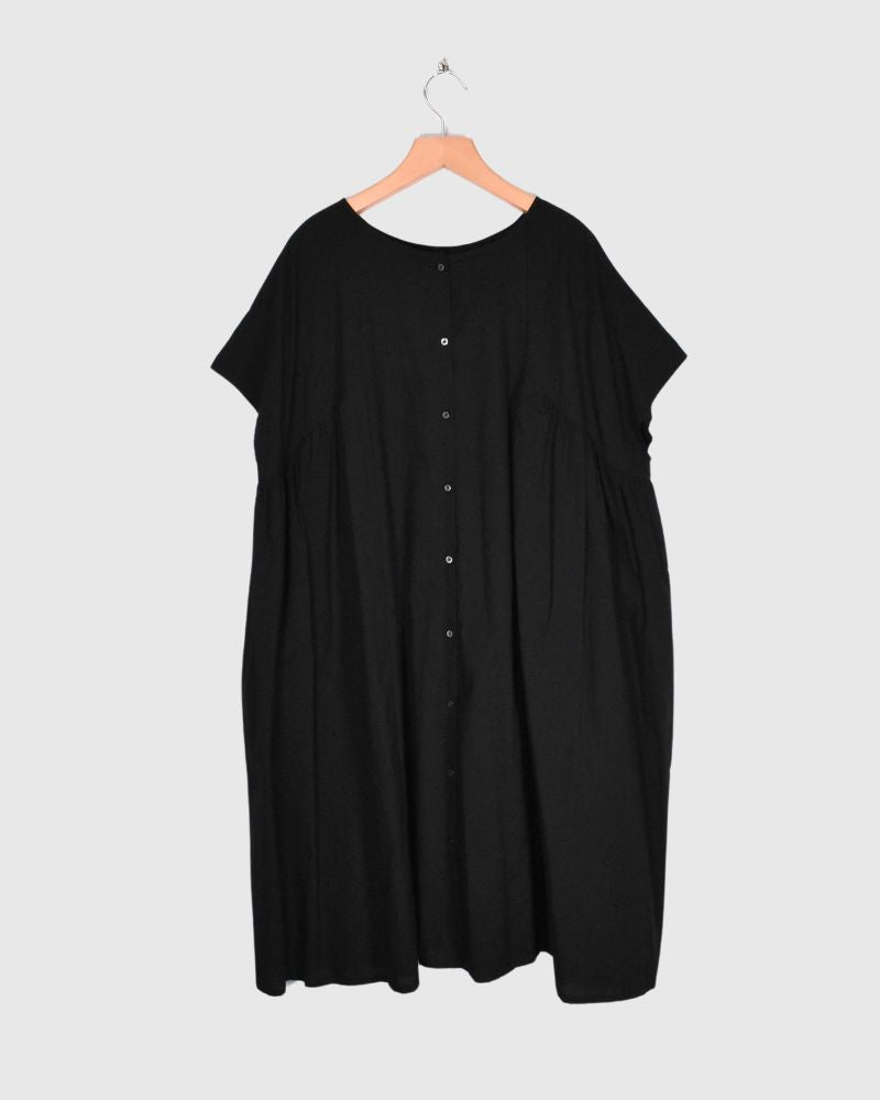 2WAY Layered Side Gathered Dress in Black