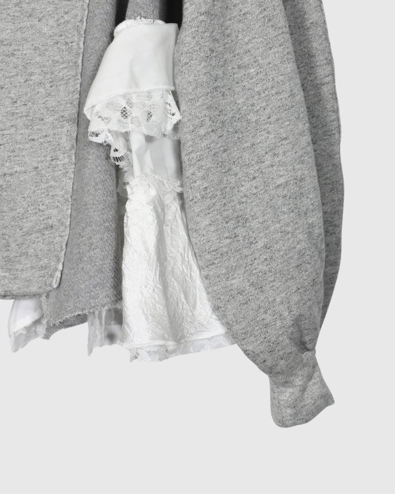 Assymetry Frill Sweat Shirt in Gray