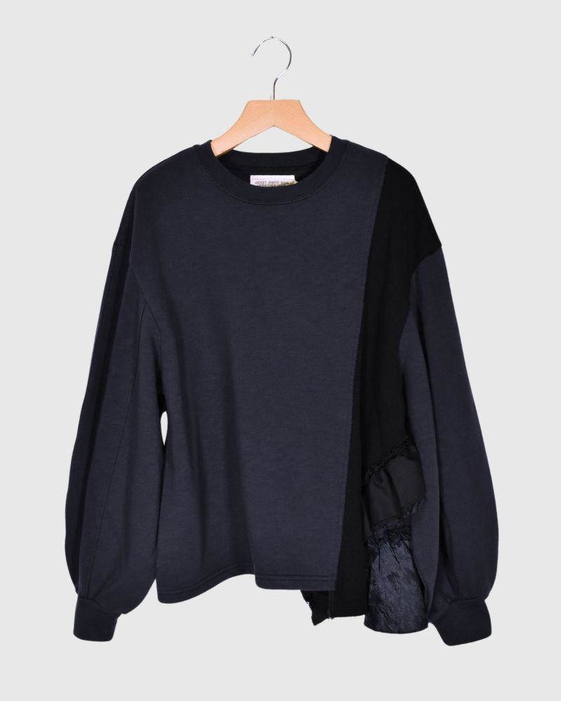 Assymetry Frill Sweat Shirt in Navy