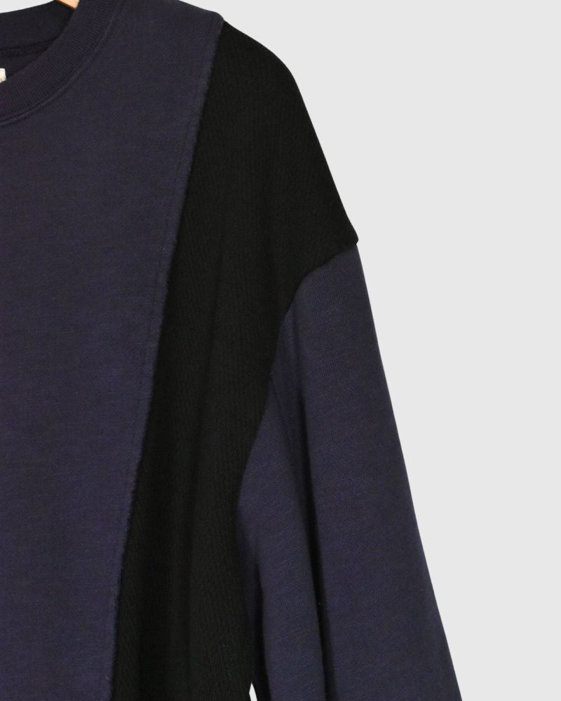 Assymetry Frill Sweat Shirt in Navy