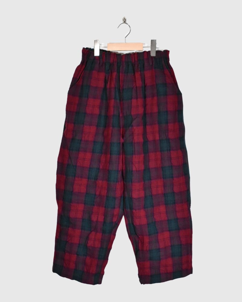 Wool Washer Tartan Pants in Bourdeax