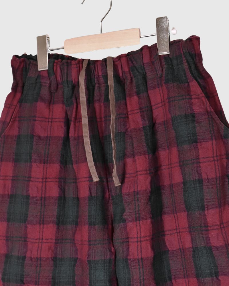 Wool Washer Tartan Pants in Bourdeax