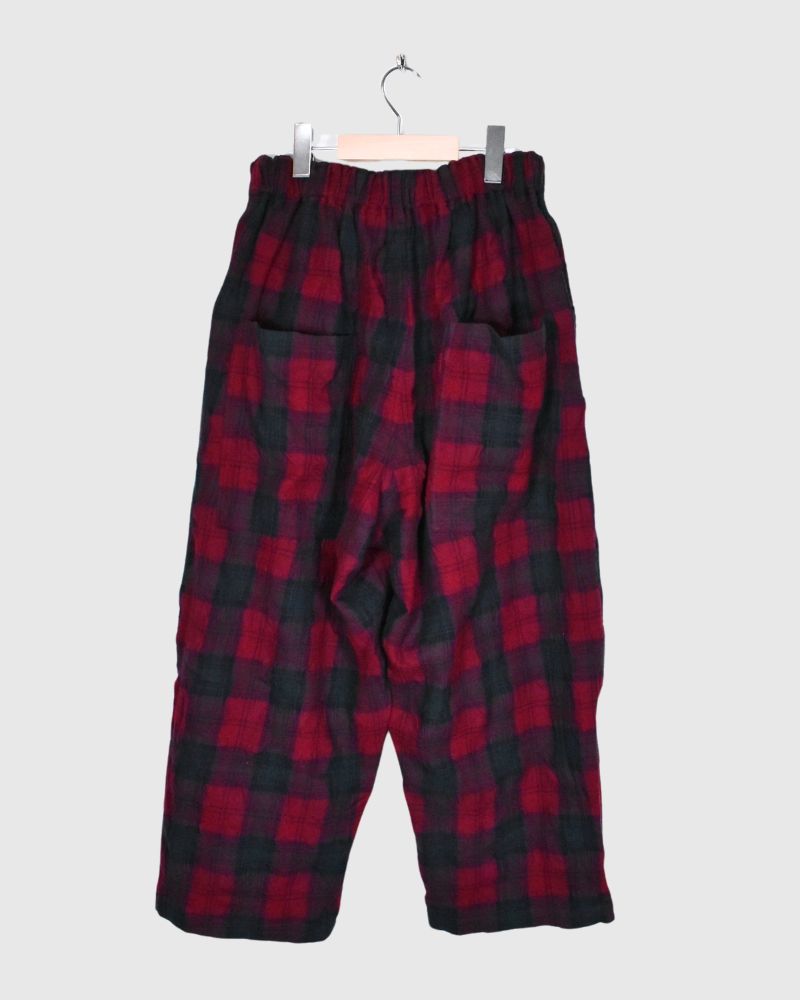 Wool Washer Tartan Pants in Bourdeax