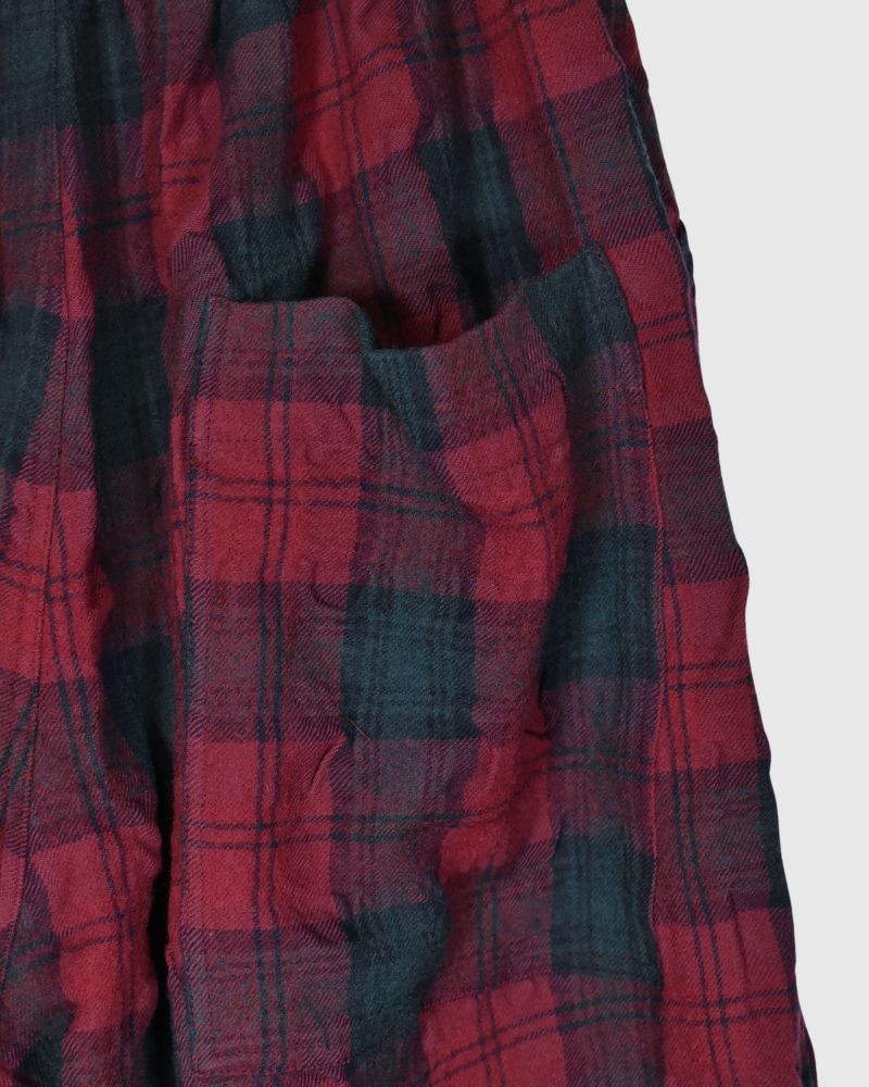 Wool Washer Tartan Pants in Bourdeax