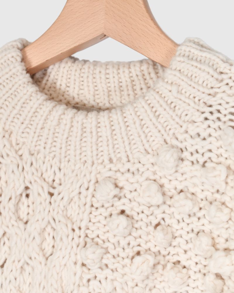 PERU Hand-Knit Pullover in White