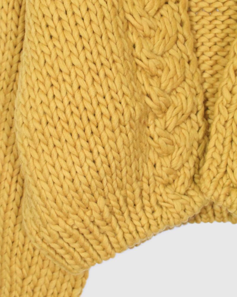 PERU Hand-Knit Short Cardigan in Yellow