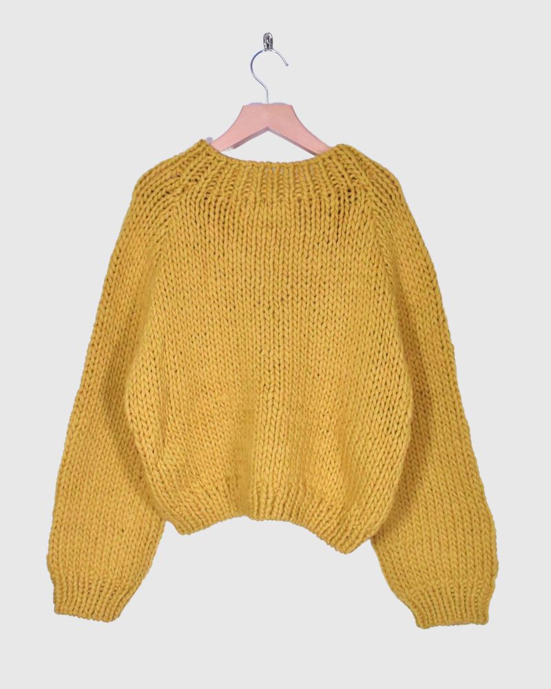 PERU Hand-Knit Short Cardigan in Yellow