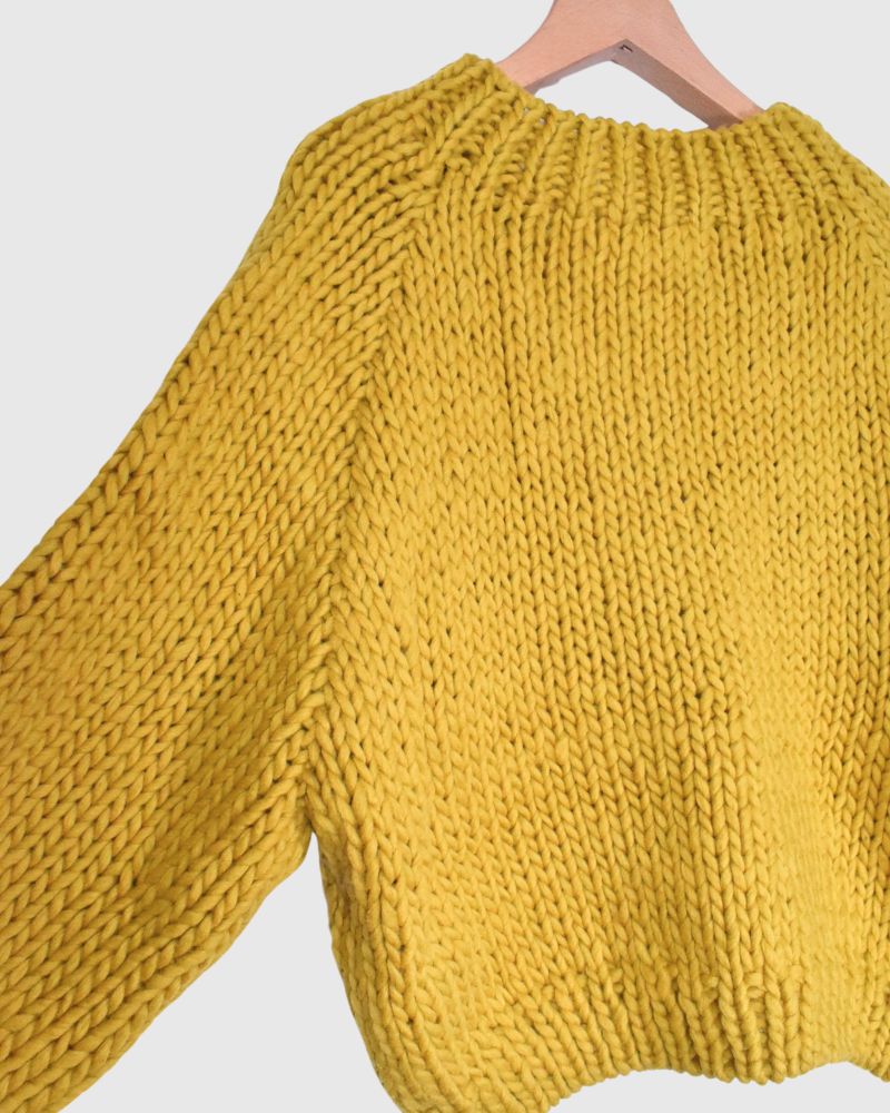 PERU Hand-Knit Short Cardigan in Yellow