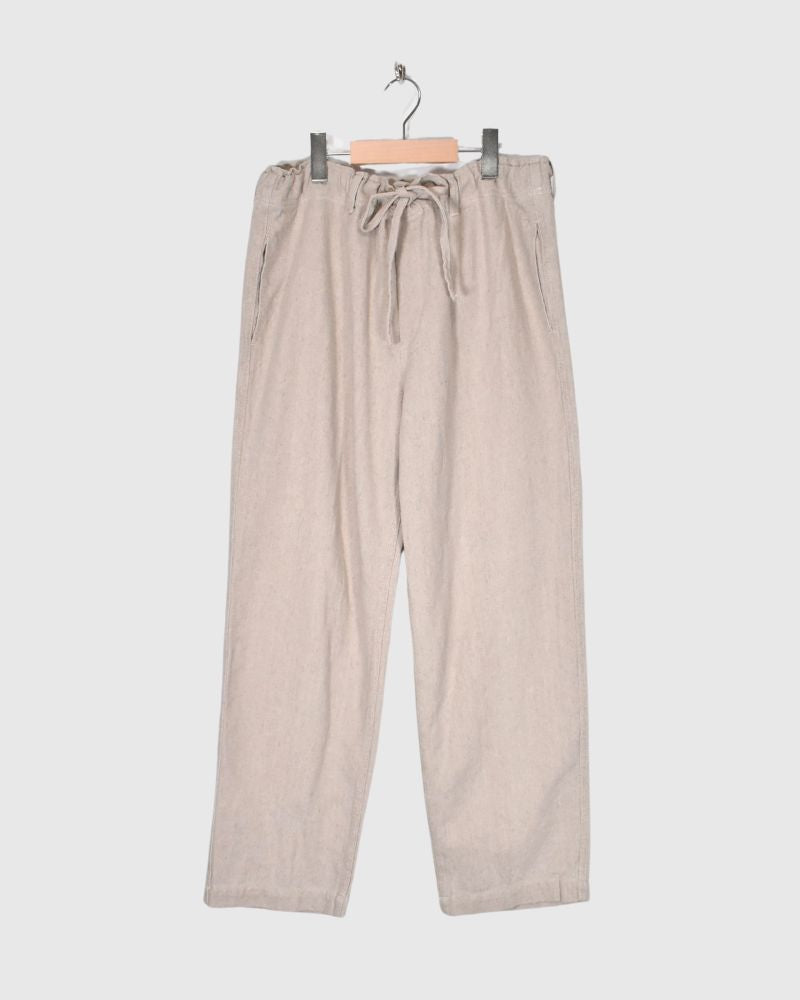 COTTON LINEN VINTAGE TWILL PANTS in Natural