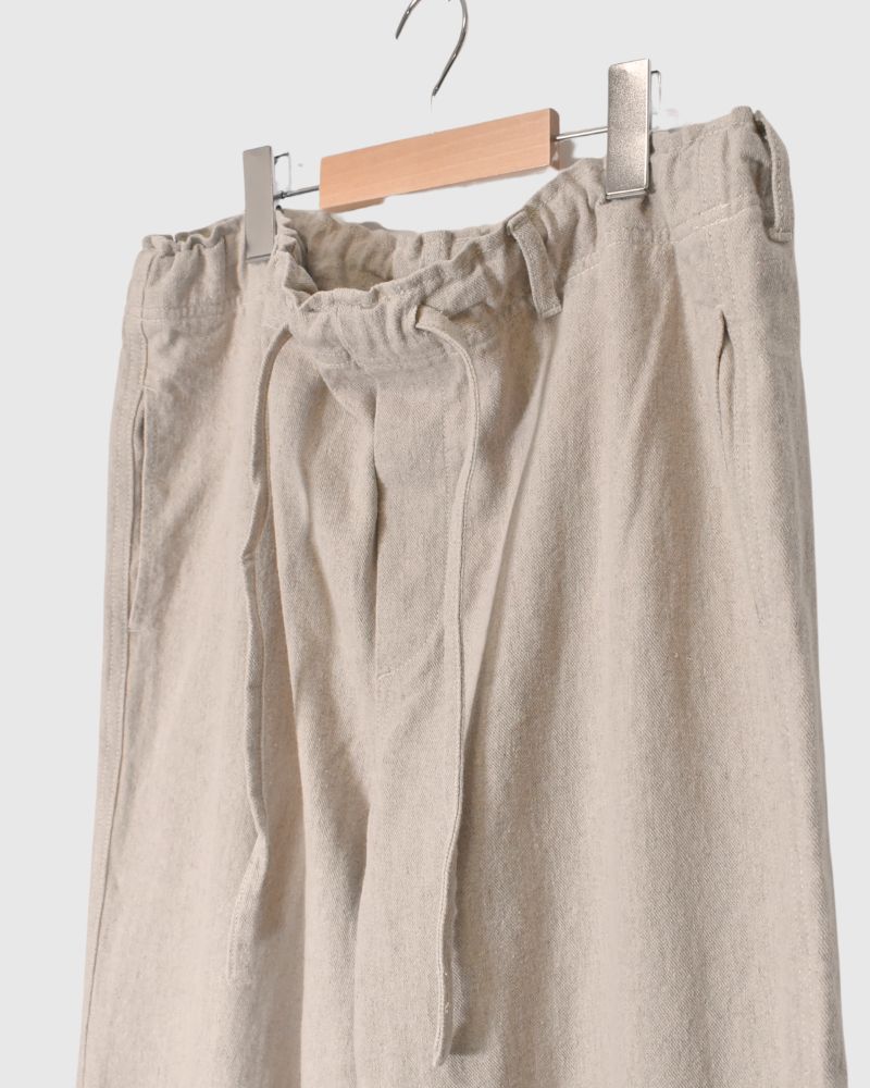 COTTON LINEN VINTAGE TWILL PANTS in Natural