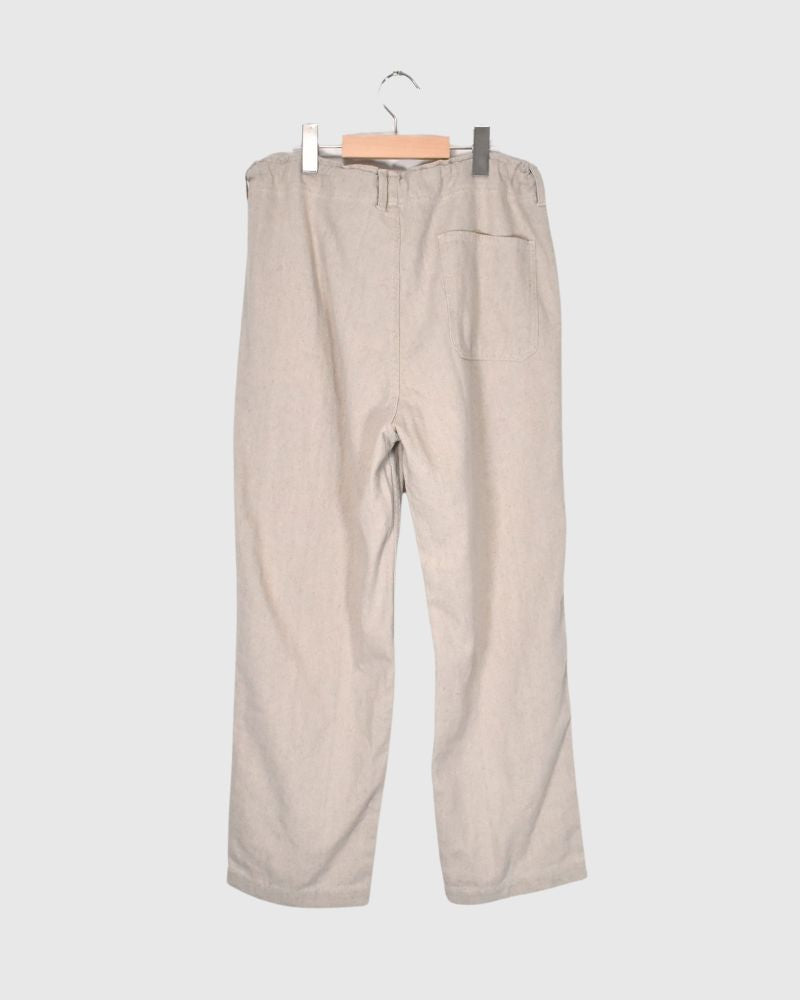 COTTON LINEN VINTAGE TWILL PANTS in Natural