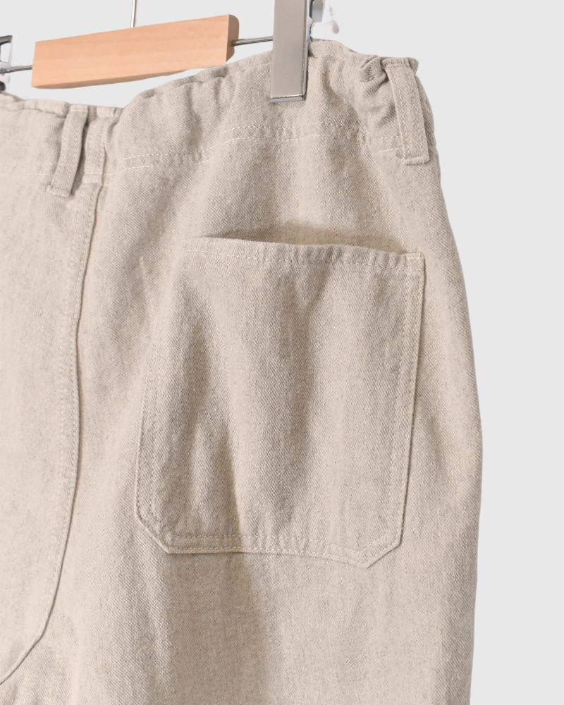 COTTON LINEN VINTAGE TWILL PANTS in Natural