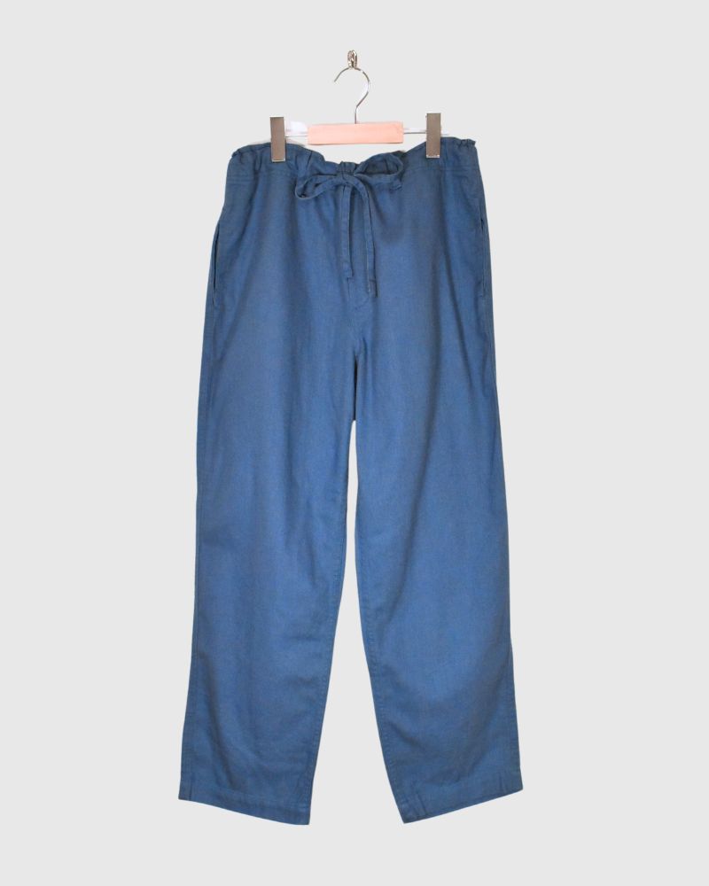 COTTON LINEN VINTAGE TWILL PANTS in Blue