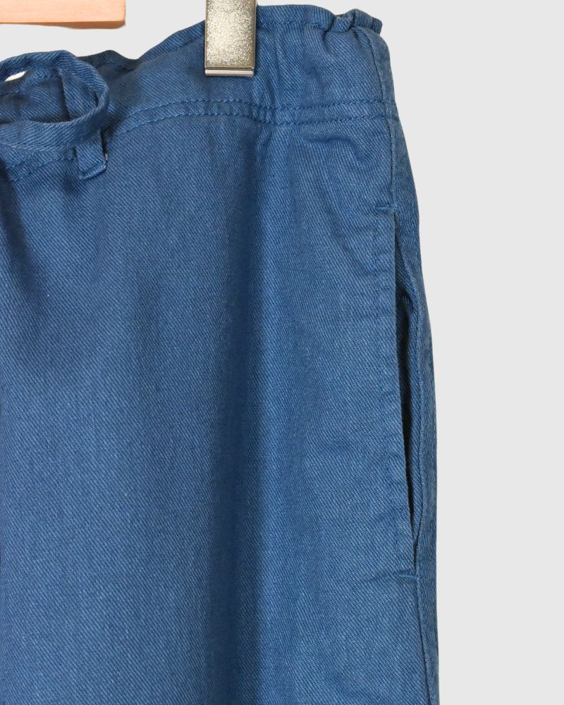 COTTON LINEN VINTAGE TWILL PANTS in Blue