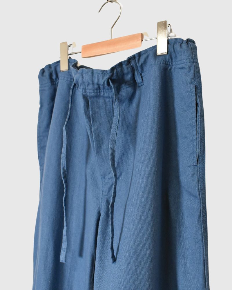 COTTON LINEN VINTAGE TWILL PANTS in Blue