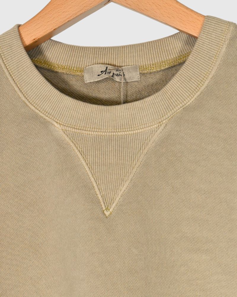 FRENCH TERRY PIGMENT PULLOVER in Beige