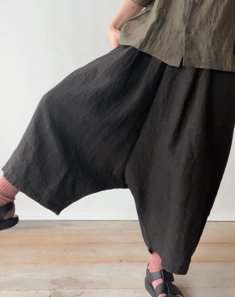 Linen Wide Sarouel Pants