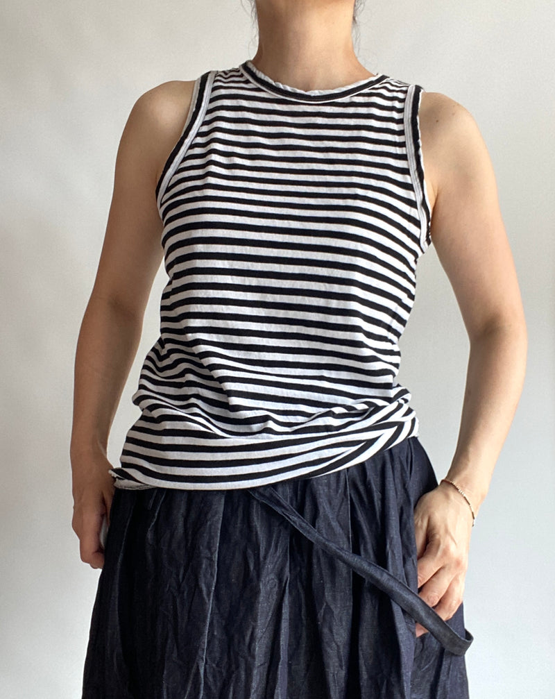 Twisted cotton sheeting tank top
