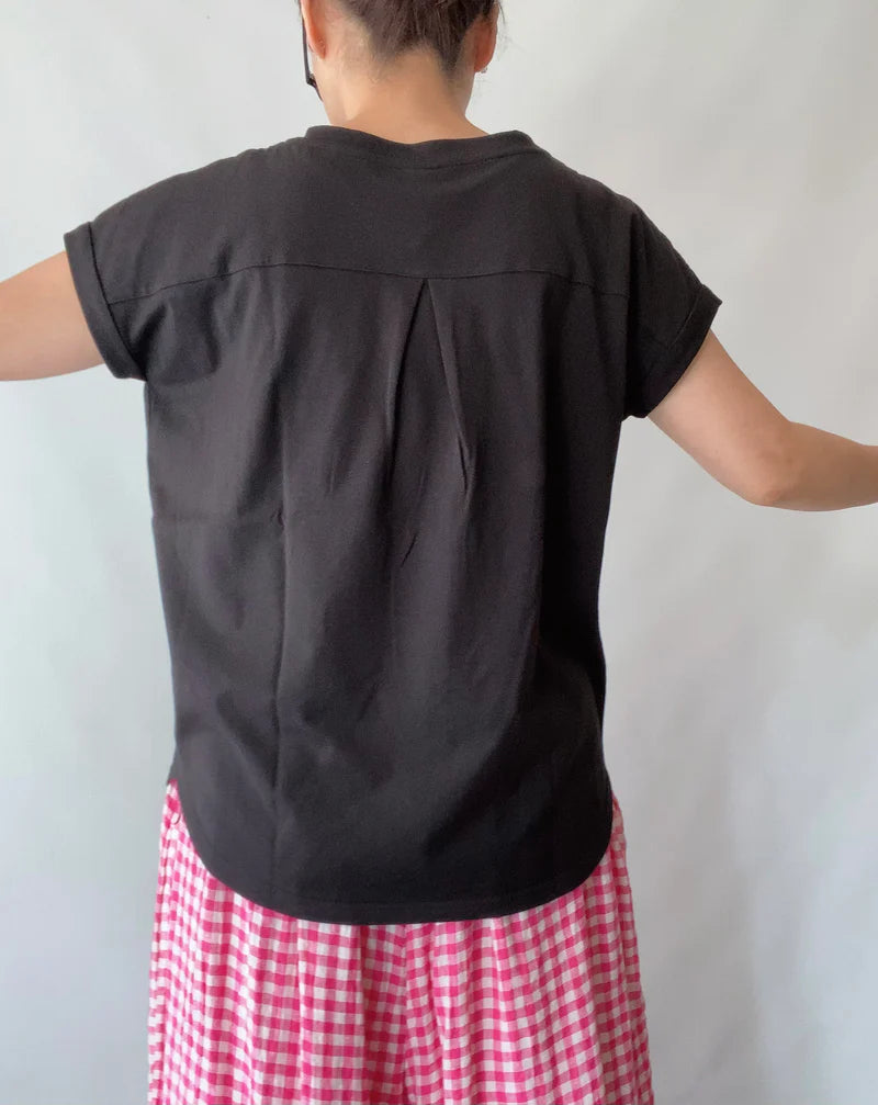 ROLLUP SLEEVE TOPS 'FERRIO' in Black