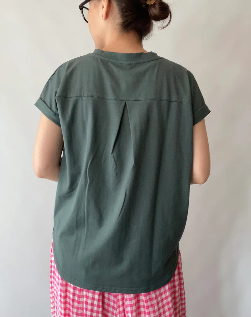 ROLLUP SLEEVE TOPS 'FERRIO' in Khaki