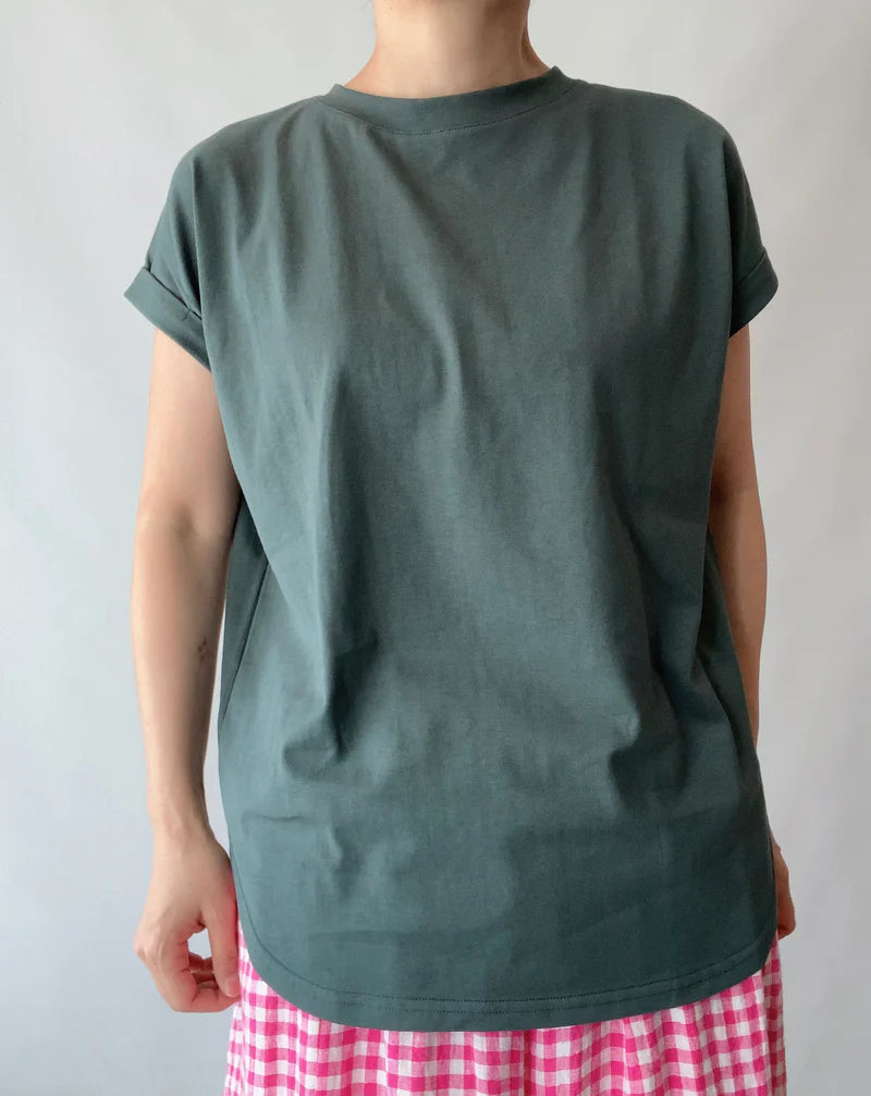 ROLLUP SLEEVE TOPS 'FERRIO' in Khaki