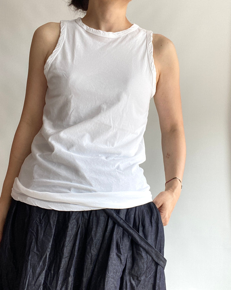 Twisted cotton sheeting tank top