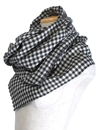 Linen Wool Check Scarf