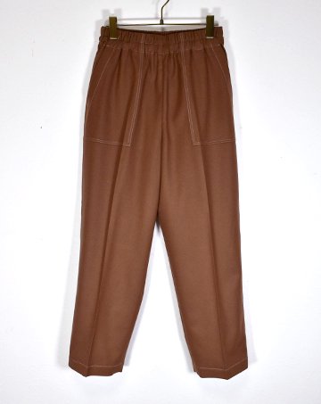 Wool Stretch Waist Easy Pants in Brown