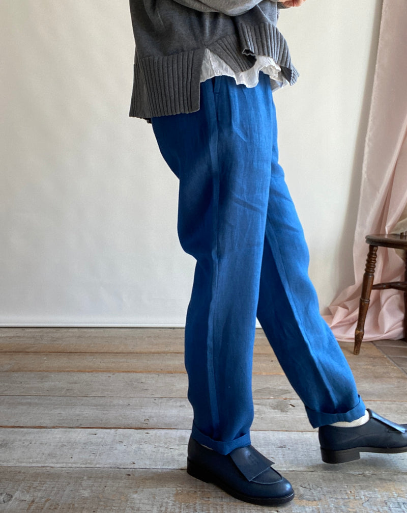 LINEN TWILL EASY TAPERED PANTS