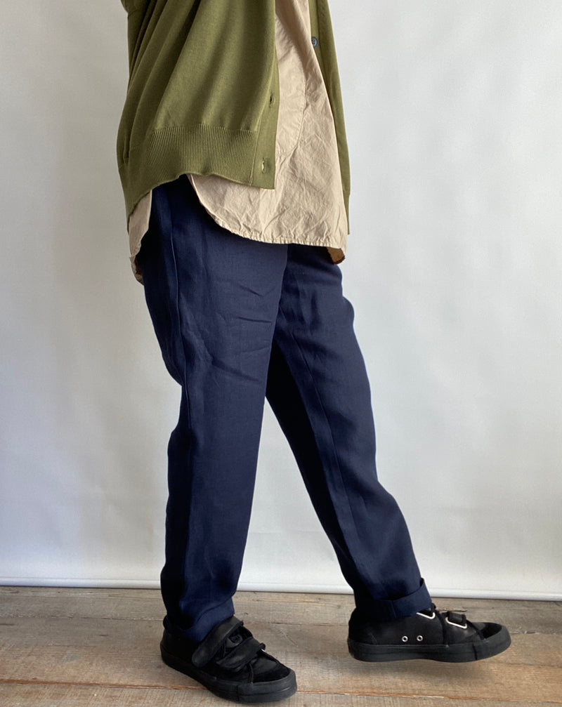 LINEN TWILL EASY TAPERED PANTS